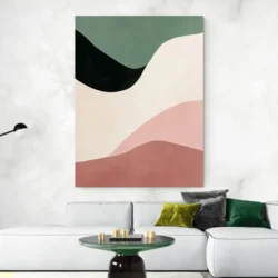 tableau abstrait minimaliste noir rose et beige portrait 3 4 3.webp