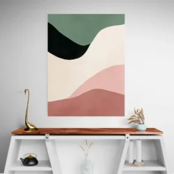 tableau abstrait minimaliste noir rose et beige portrait 3 4 4.webp