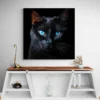 tableau chat noir yeux bleus carre 2.webp