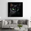 tableau chat noir yeux verts carre 2.webp