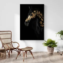 tableau cheval noir et or portrait 2 3 2.webp