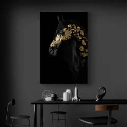 tableau cheval noir et or portrait 2 3 3.webp