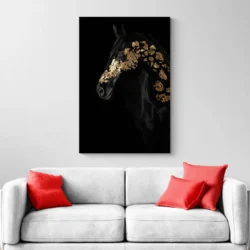 tableau cheval noir et or portrait 2 3 4.webp