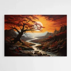 tableau coucher de soleil rouge 1.webp