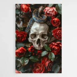 tableau crane et fleurs 1.webp