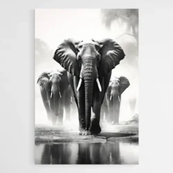 tableau elephant noir et blanc 1.webp