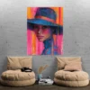 tableau femme a chapeau portrait 3 4 2.webp