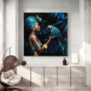 tableau femme africaine et perroquet carre 3.webp