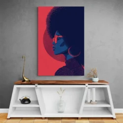 tableau femme afro bleu et rouge portrait 2 3 3.webp