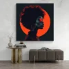 tableau femme afro rouge carre 4.webp