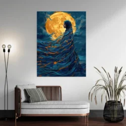 tableau hijab et lune portrait 3 4 2.webp