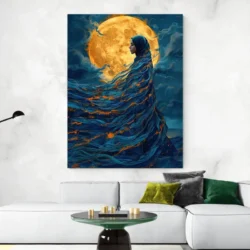 tableau hijab et lune portrait 3 4 3.webp