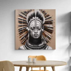 tableau homme africain noir et blanc carre 2.webp