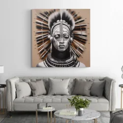 tableau homme africain noir et blanc carre 3.webp