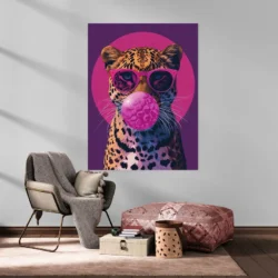 tableau leopard chewing gum portrait 3 4 4.webp