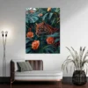 tableau leopard et fleurs portrait 3 4 4.webp