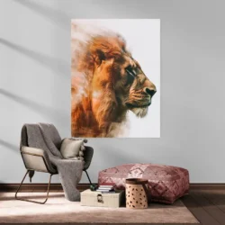 tableau lion de profil portrait 3 4 3.webp
