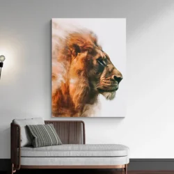 tableau lion de profil portrait 3 4 4.webp