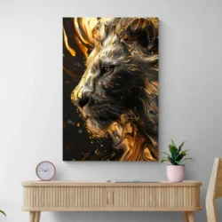 tableau lion dore portrait 2 3 2.webp