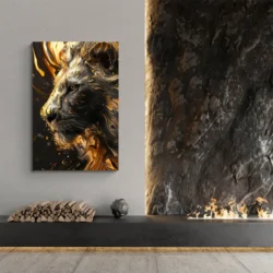 tableau lion dore portrait 2 3 3.webp