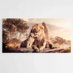 tableau lion et lionceau 1.webp