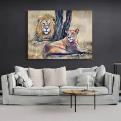 tableau lion nature paysage 4 3 3.webp
