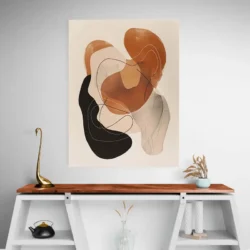 tableau minimaliste abstrait orange et noir portrait 3 4 2.webp