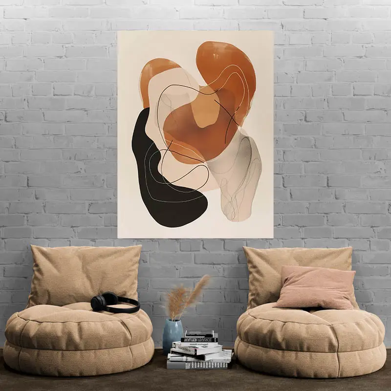 tableau minimaliste abstrait orange et noir portrait 3 4 3.webp