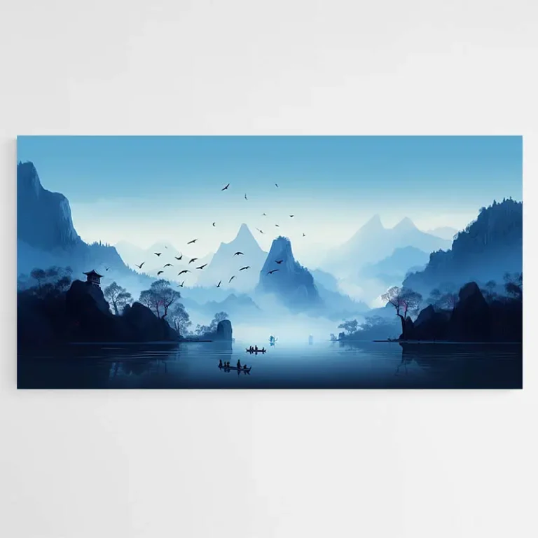 tableau decoration chambre montagne et brume