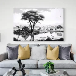 tableau noir et blanc africain paysage 3 2 3.webp