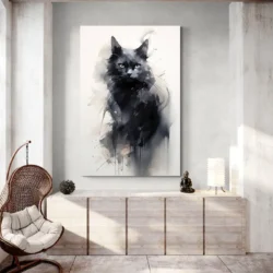 tableau peinture chat noir portrait 2 3 2.webp
