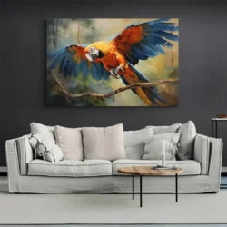 tableau peinture de perroquet paysage 3 2 3.webp