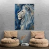 tableau peinture lion bleu portrait 3 4 4.webp
