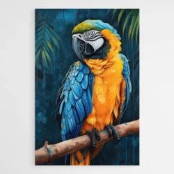 tableau perroquet bleu et jaune 1.webp