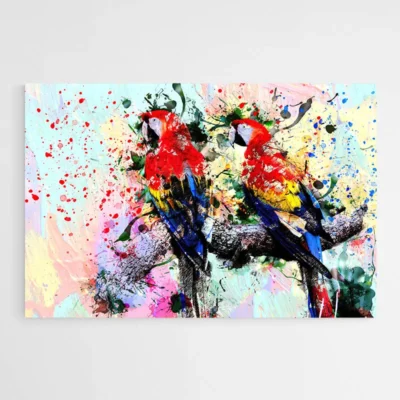 Tableau déco Perroquet multicolore, animal tropical vif