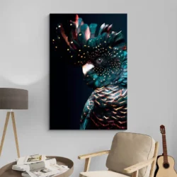 tableau perroquet noir portrait 2 3 2.webp