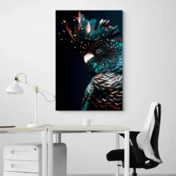 tableau perroquet noir portrait 2 3 4.webp