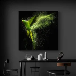 tableau perroquet vert 1 carre 2.webp