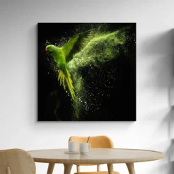 tableau perroquet vert 1 carre 3.webp