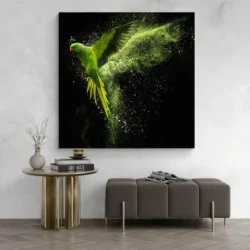 tableau perroquet vert 1 carre 4.webp