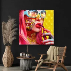 tableau pop art jaune carre 3.webp