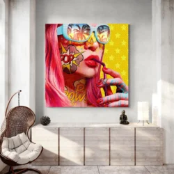 tableau pop art jaune carre 4.webp