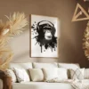 tableau singe casque musique portrait 2 3 3.webp