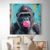 tableau singe chewing gum rose carre 2.webp