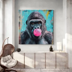 tableau singe chewing gum rose carre 4.webp