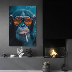 tableau singe lunettes et cigarette portrait 2 3 3.webp