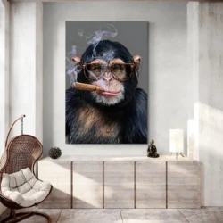 tableau singe qui fume portrait 2 3 2.webp