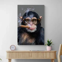 tableau singe qui fume portrait 2 3 4.webp