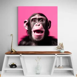 tableau singe rose carre 2.webp