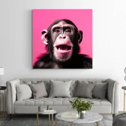 tableau singe rose carre 3.webp